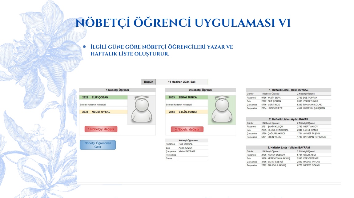 Bilişim Alanı Nöbetçi Öğrenci Uygulaması